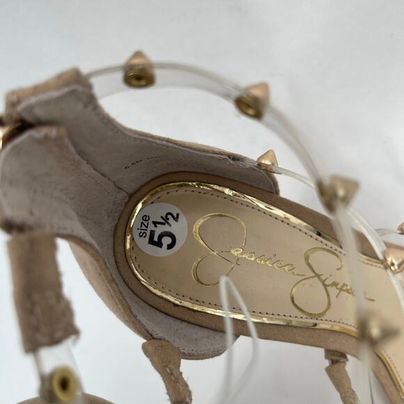 JESSICA SIMPSON Pumps Size 5.5 Wavery Clear Studded Wavery Pointed Toe Stiletto - Picture 8 of 16